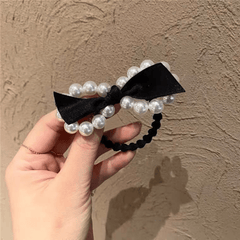 3pcs Faux Pearl Bow Hair Ties Ponytail Holder Hair Accessories