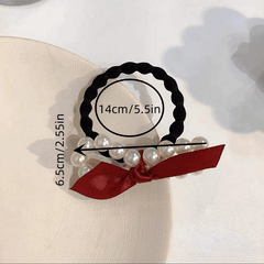 3pcs Faux Pearl Bow Hair Ties Ponytail Holder Hair Accessories
