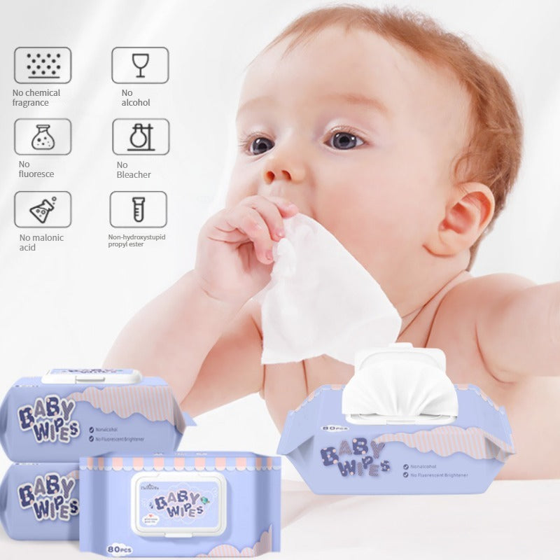 80pcs Children's Wet Tissue for Hand & Mouth Cleaning Baby Wipes
