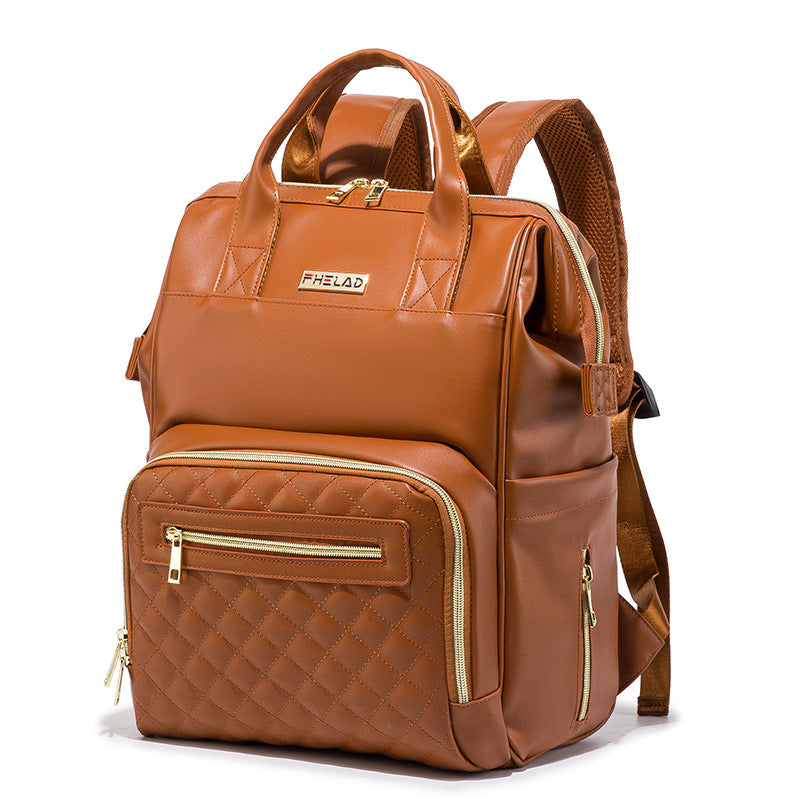PU Leather Diaper Bag Backpack Large Capacity Maternity Bag