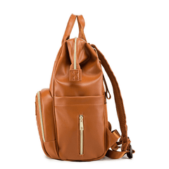 PU Leather Diaper Bag Backpack Large Capacity Maternity Bag