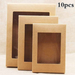 10pcs Paper Gift Boxes with Windows for Weddings, Parties & Home Decor