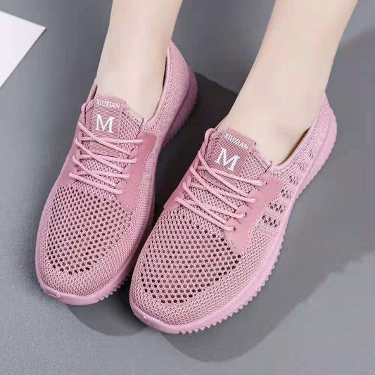 Women's Breathable Mesh Sneakers Casual Lace Up Outdoor Shoes