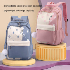 Bunny Pattern Backpack Preppy Zipper Daypack Back To School Bag