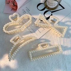 Faux Pearl Hair Claw Head Jewelry Shark Claw Ponytail Holder Hair Accessories