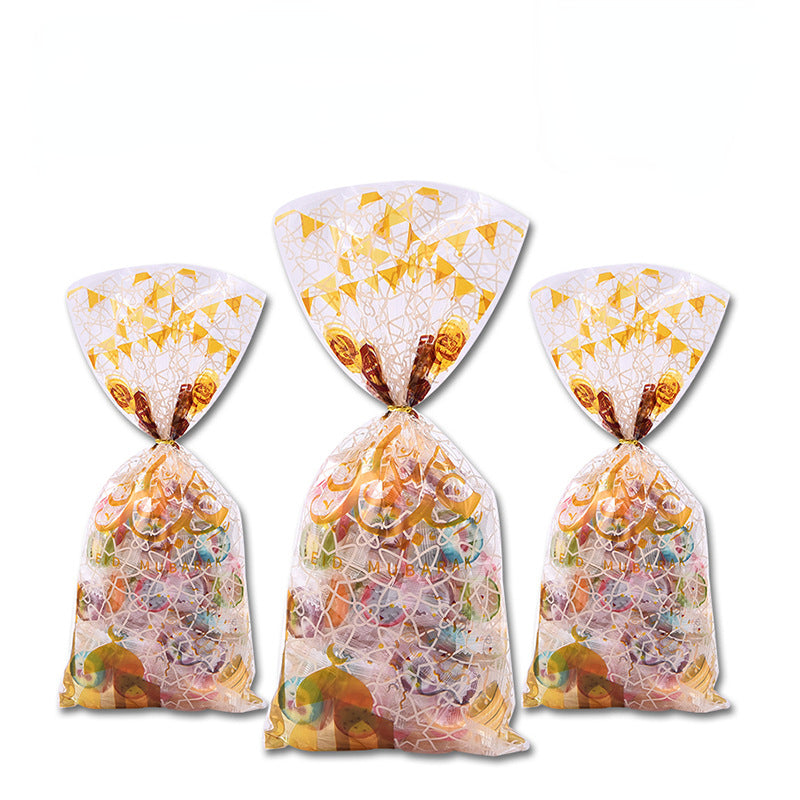 50pcs Golden Printed OPP Flat Pocket Small Food Plastic Bag