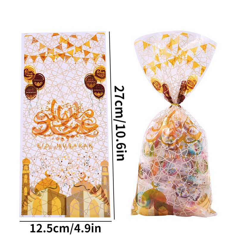 50pcs Golden Printed OPP Flat Pocket Small Food Plastic Bag