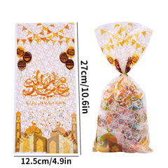 50pcs Golden Printed OPP Flat Pocket Small Food Plastic Bag