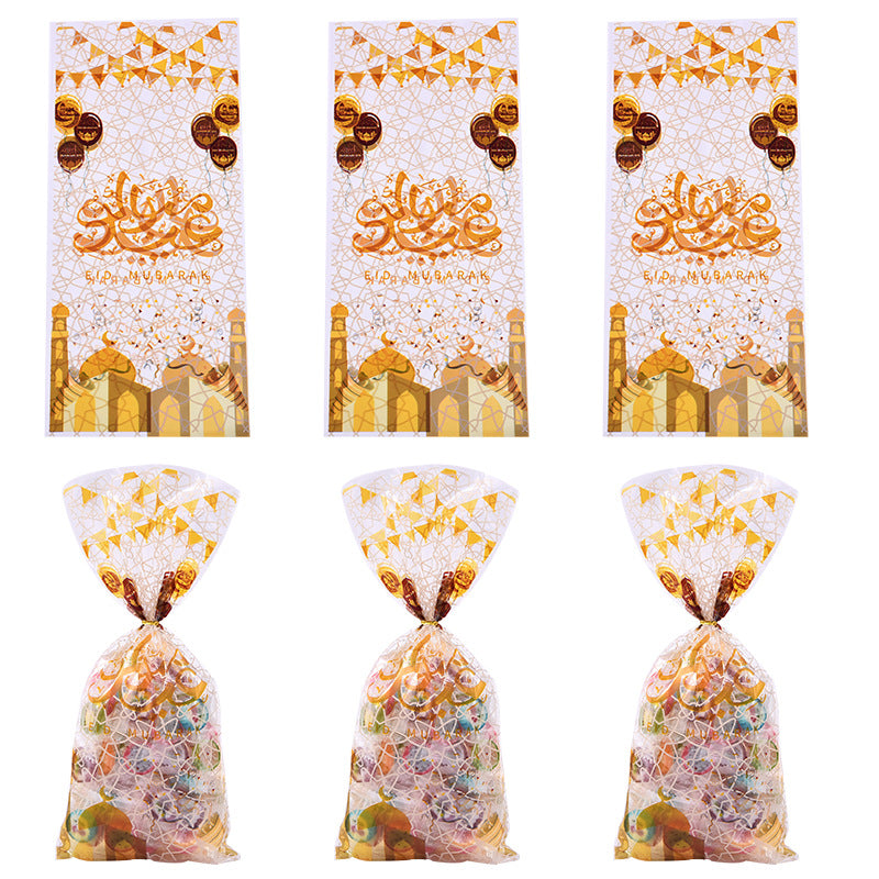 50pcs Golden Printed OPP Flat Pocket Small Food Plastic Bag