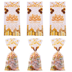 50pcs Golden Printed OPP Flat Pocket Small Food Plastic Bag