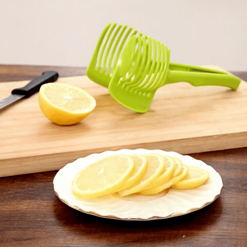 Tomato Slicer Lemon Cutter Holder Round Fruit Tongs