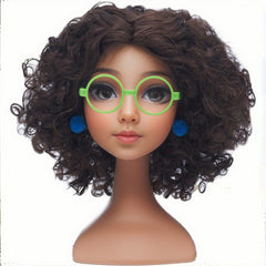 Girl's Cosplay Wig Green Glasses Earrings Halloween Prop