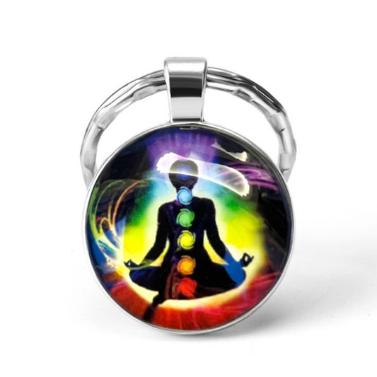 4pcs Vintage Pattern Print Keychain Colorful Key Chain Pendant Bag Wallet Decor