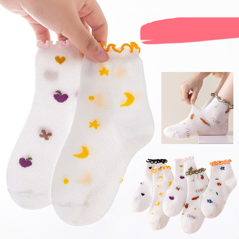 Kids Cartoon Flower Pattern Crew Socks