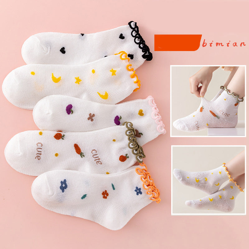 Kids Cartoon Flower Pattern Crew Socks