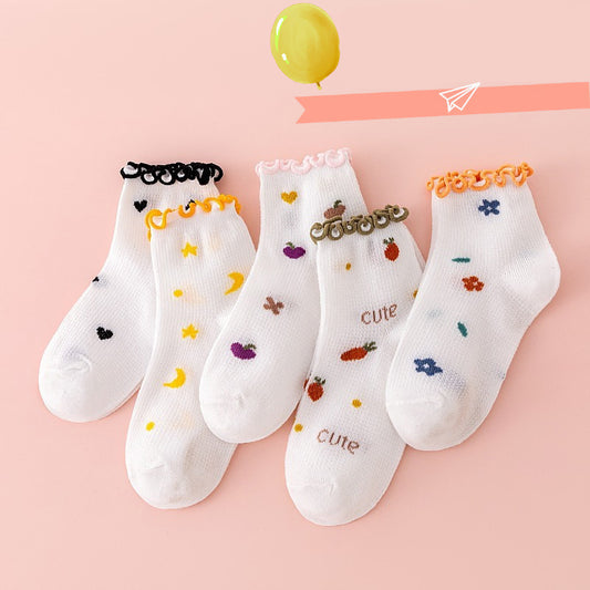 Kids Cartoon Flower Pattern Crew Socks