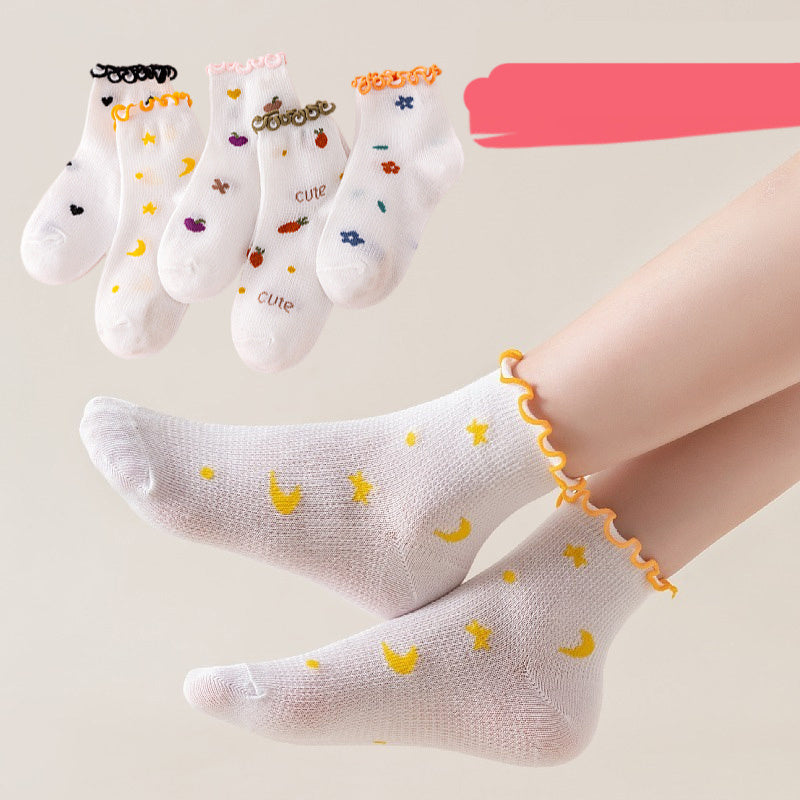 Kids Cartoon Flower Pattern Crew Socks