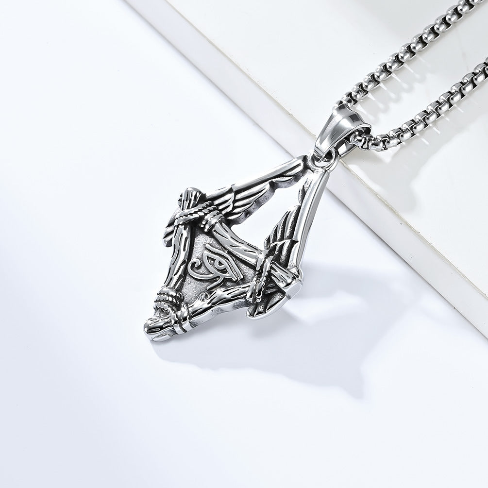 Vintage Egyptian Wings Stainless Steel Necklace for Men