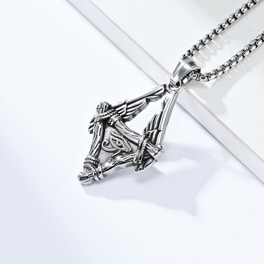 Vintage Egyptian Wings Stainless Steel Necklace for Men