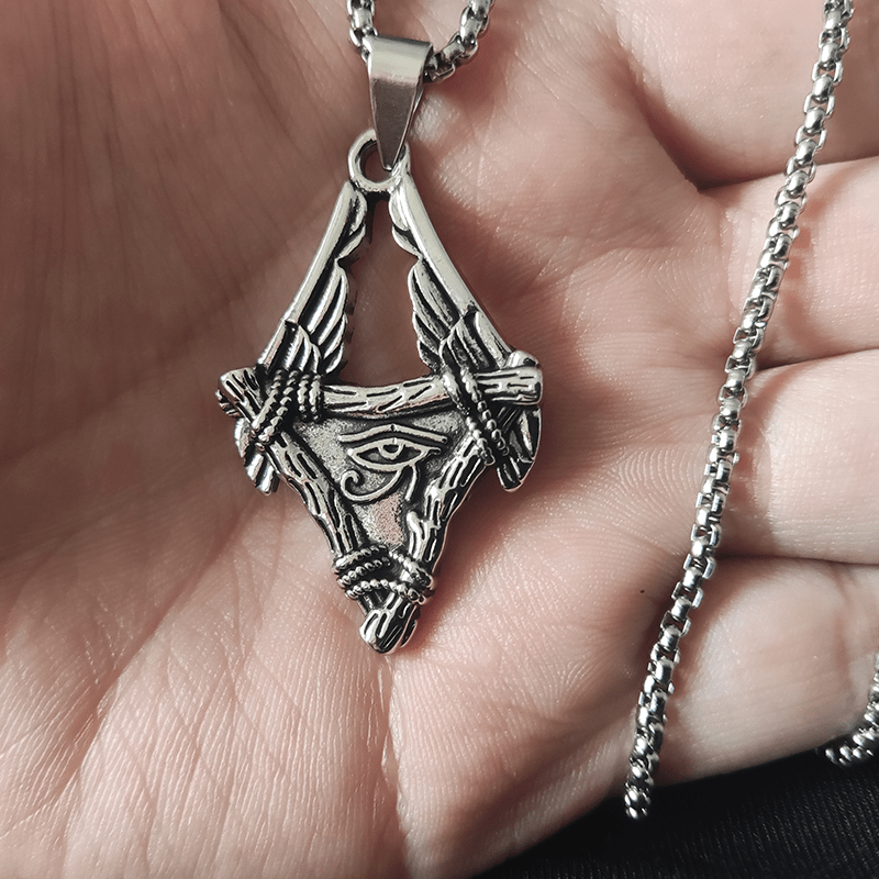 Vintage Egyptian Wings Stainless Steel Necklace for Men