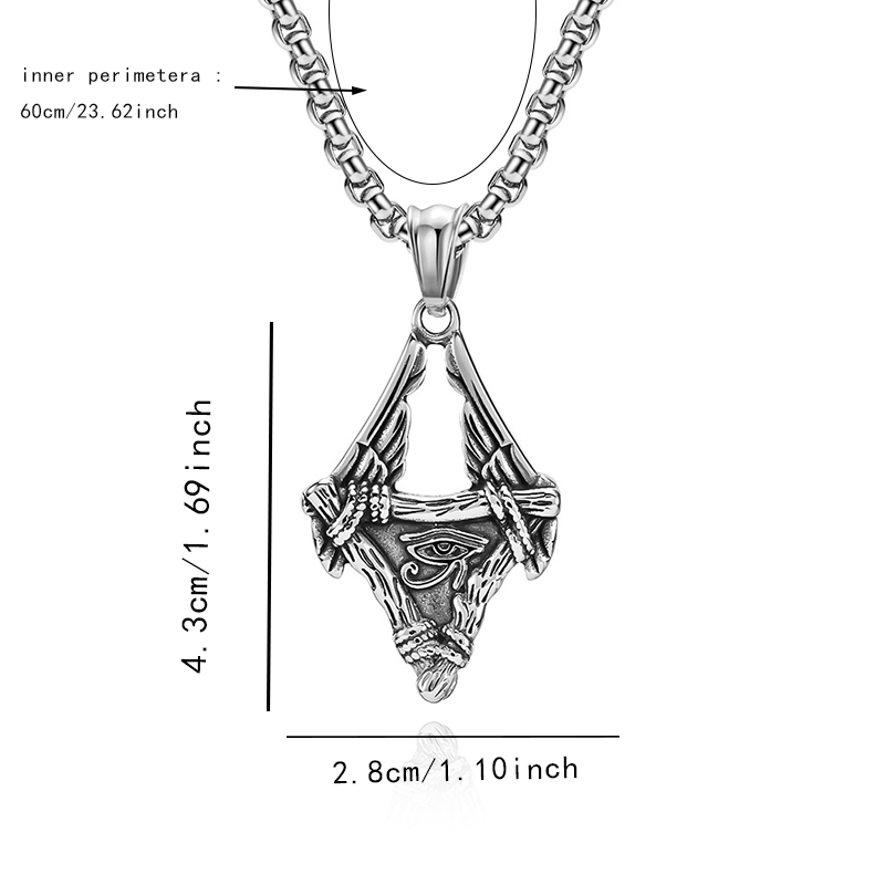 Vintage Egyptian Wings Stainless Steel Necklace for Men