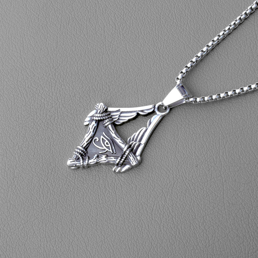 Vintage Egyptian Wings Stainless Steel Necklace for Men