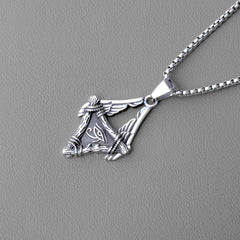 Vintage Egyptian Wings Stainless Steel Necklace for Men
