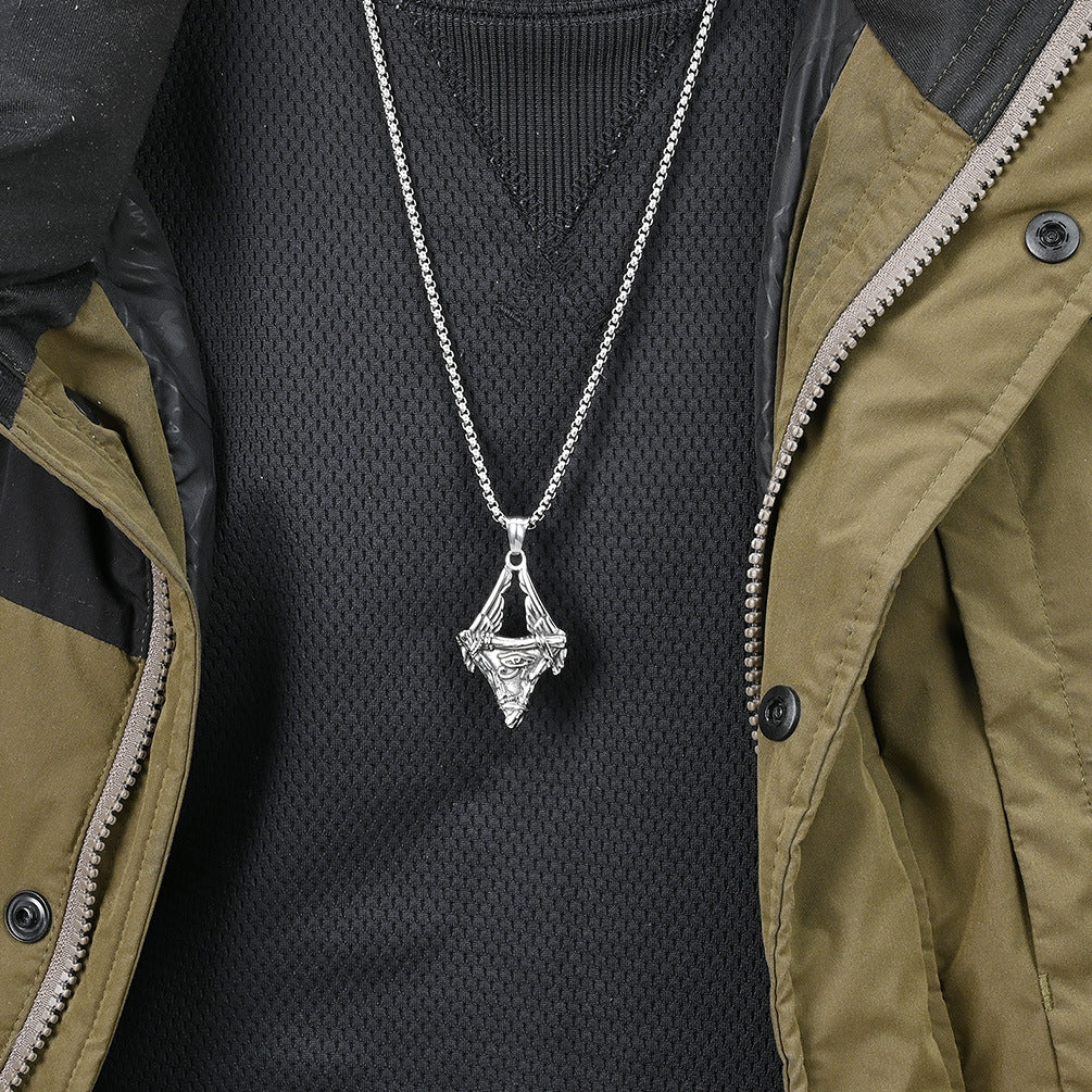 Vintage Egyptian Wings Stainless Steel Necklace for Men