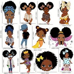 1pc Afro Girl Boy Iron on Sticker For Men Heat Transfer Vinyl Patches
