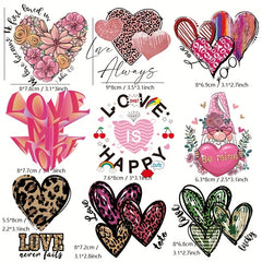9pcs Heart Iron On Vinyl Patches Love Clothing DIY Decoration