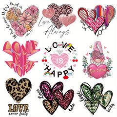 9pcs Heart Iron On Vinyl Patches Love Clothing DIY Decoration