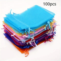 100pcs Organza Drawstring Storage Bag 6x8 Jewelry Wedding Birthday Party Gift Ba