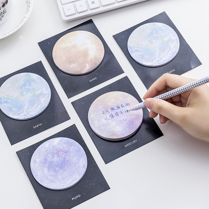 30 Sheets Planet Sticky Notes Creative Round Tearable Memo Pad