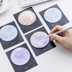 30 Sheets Planet Sticky Notes Creative Round Tearable Memo Pad