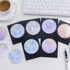 30 Sheets Planet Sticky Notes Creative Round Tearable Memo Pad
