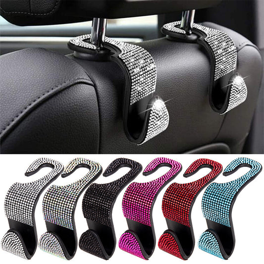 Multifunction Portable Rhinestone Car Seat Back Hook Headrest Storage Holder