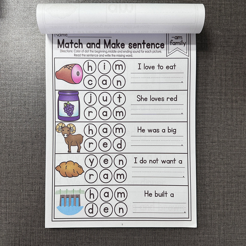 Phonics Workbook Cut & Paste Sentence Colorful Education
