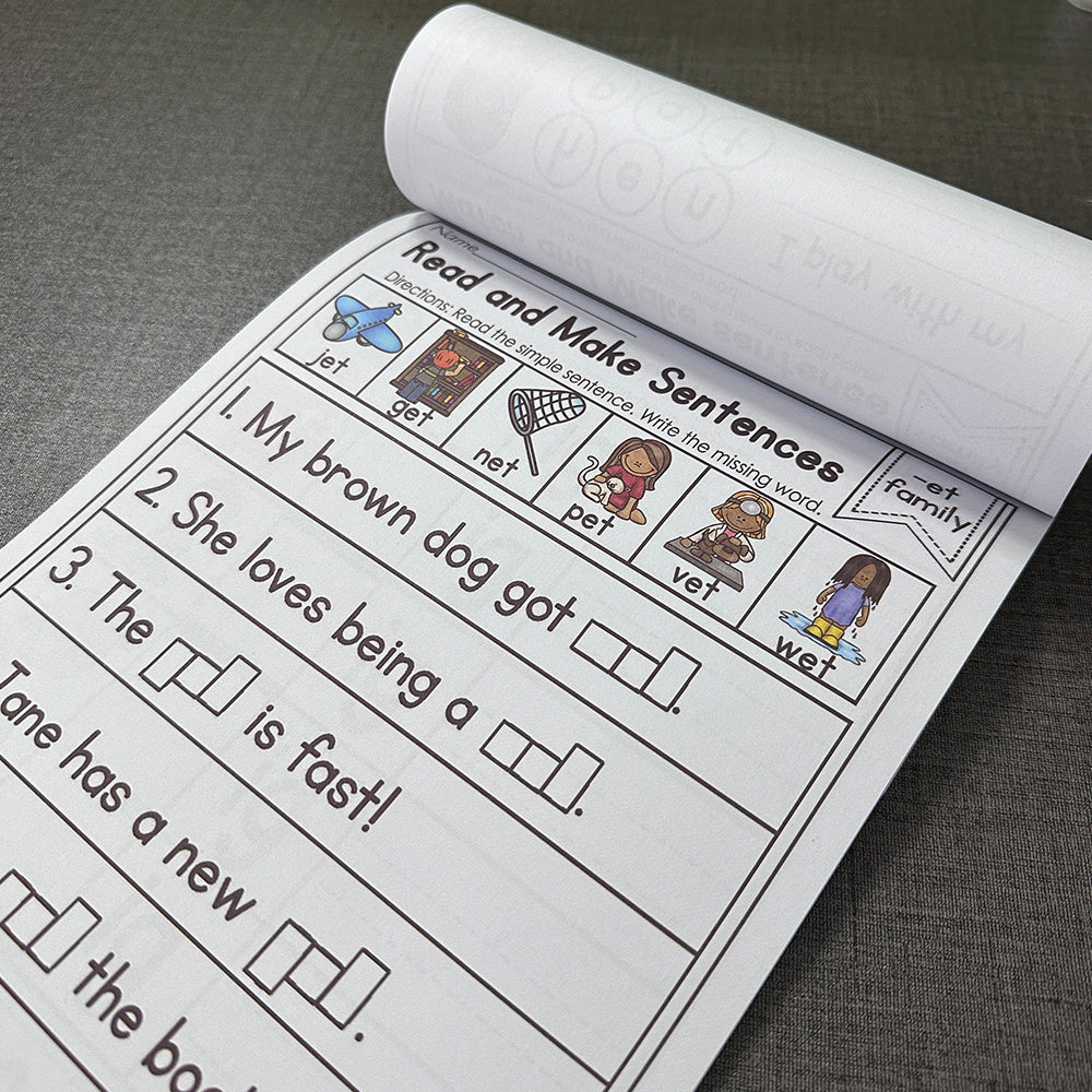 Phonics Workbook Cut & Paste Sentence Colorful Education