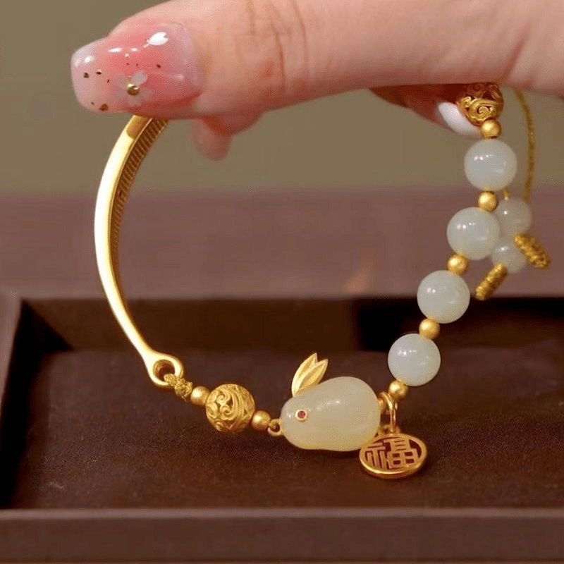 Jade Rabbit Half Bracelet Fresh Blessing Card Red Agate for Girlfriends