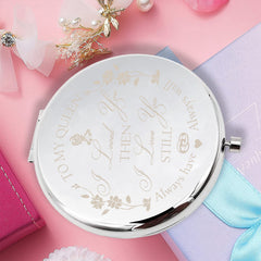Floral Compact Mirror Roses Bridesmaid Proposal Gift Your Text Wedding Favors
