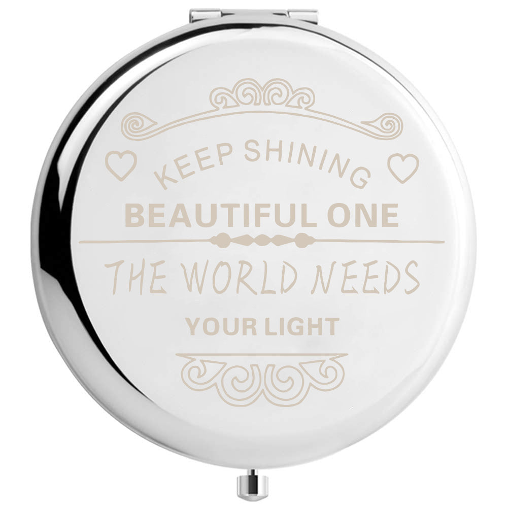 Floral Compact Mirror Roses Bridesmaid Proposal Gift Your Text Wedding Favors
