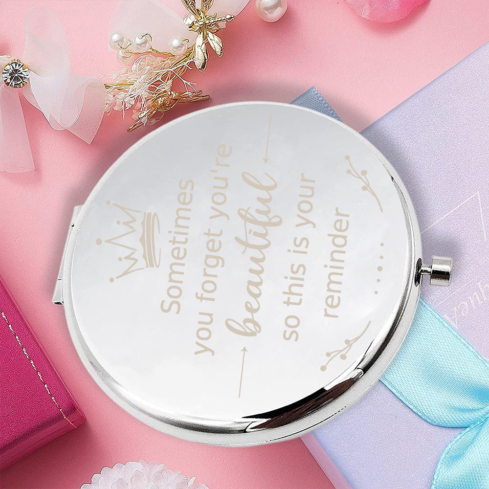 Floral Compact Mirror Roses Bridesmaid Proposal Gift Your Text Wedding Favors