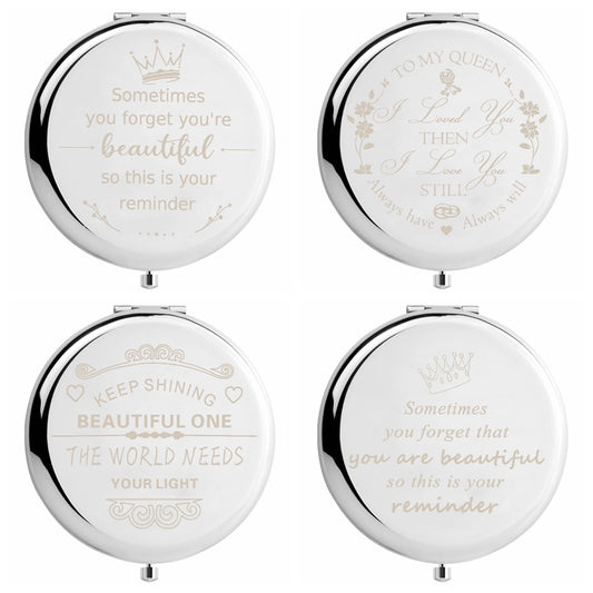 Floral Compact Mirror Roses Bridesmaid Proposal Gift Your Text Wedding Favors
