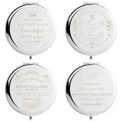 Floral Compact Mirror Roses Bridesmaid Proposal Gift Your Text Wedding Favors