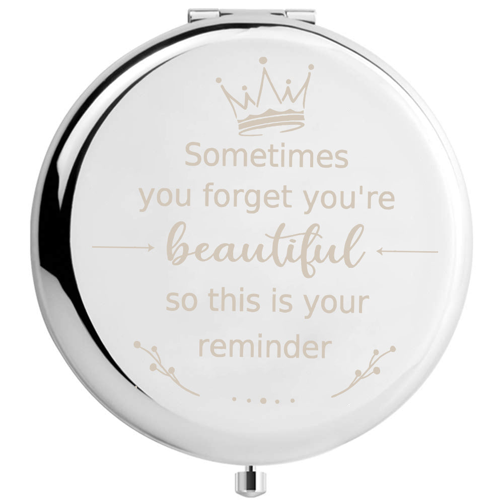 Floral Compact Mirror Roses Bridesmaid Proposal Gift Your Text Wedding Favors