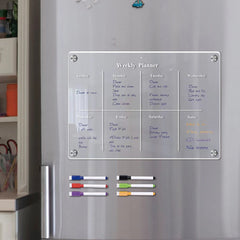Acrylic Magnetic Weekly Calendar For Fridge + 6 Dry Erase Markers