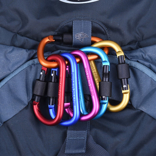 4pcs Screw Gate Carabiner Clips D Shape Keychain Hooks