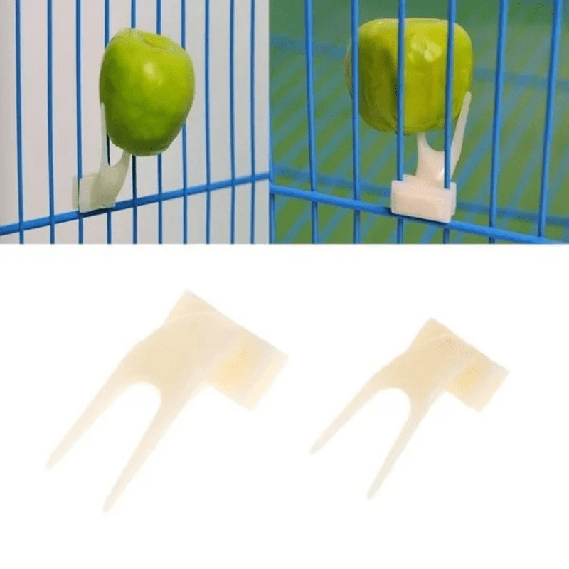 4pcs Plastic Fruit Forks for Parrots Convenient Food Holder for Bird Cages