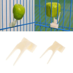 4pcs Plastic Fruit Forks for Parrots Convenient Food Holder for Bird Cages