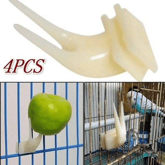 4pcs Plastic Fruit Forks for Parrots Convenient Food Holder for Bird Cages